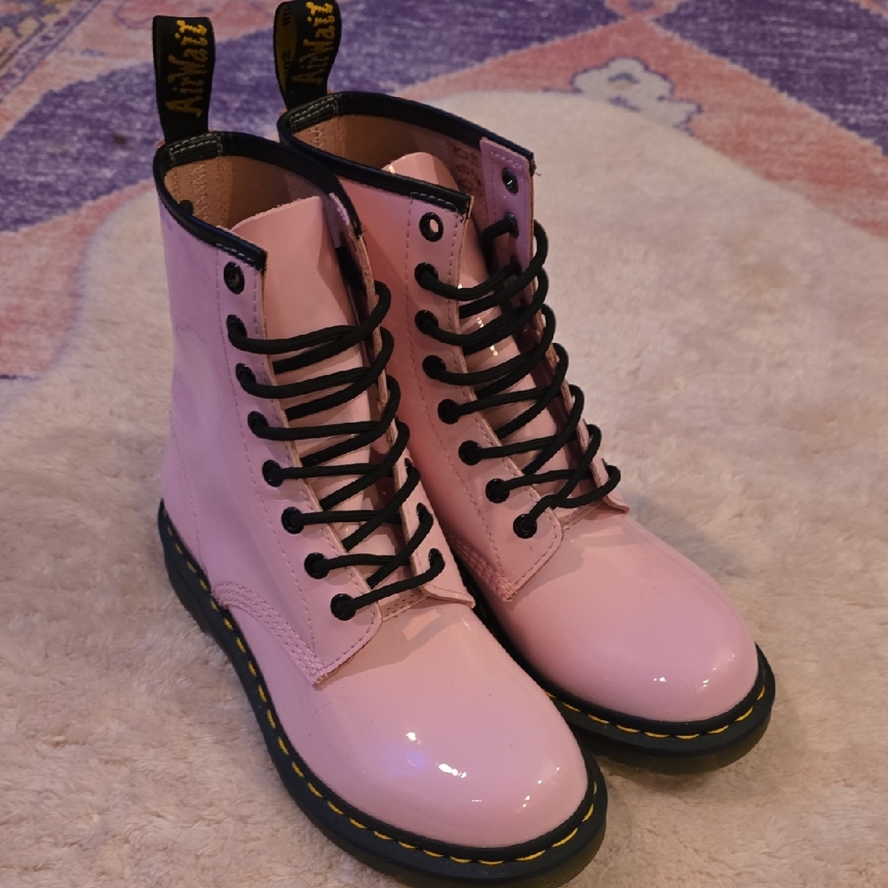 Dr. Martens Glossy Pink Combat Boots